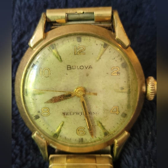 Vintage Luxury Bulova Gold Self-Winding Watch 1960s Missing Warch Back